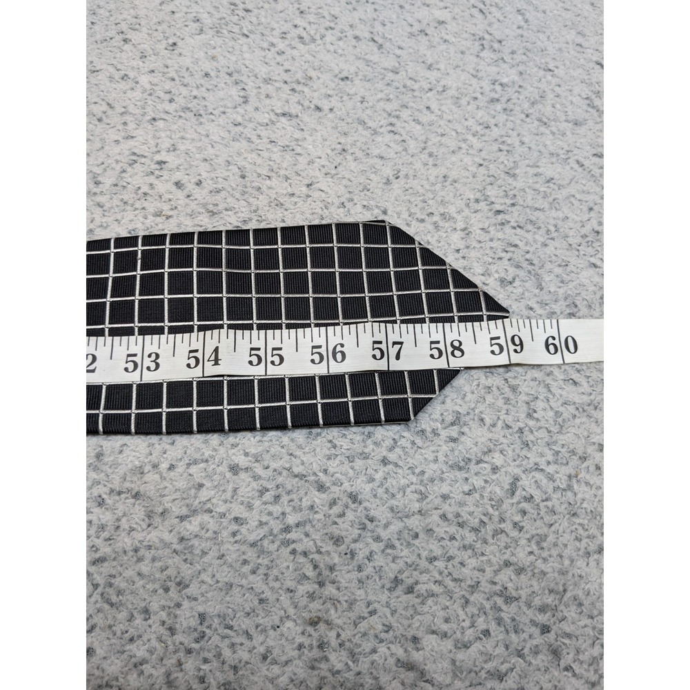 Brooks Brothers 346 Pure Silk Tie Black White Windowpane Check Geometric Grid - Picture 8 of 9